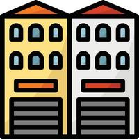 winkelpand tweeling huis gebouw - gevulde schets icoon vector