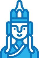 Boeddha standbeeld monnik religieus China - blauw icoon vector