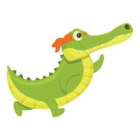 rennen krokodil icoon, tekenfilm stijl vector