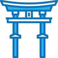 torii poort Japan mijlpaal tempel poort - blauw icoon vector