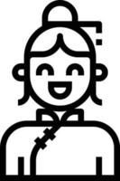 vrouw Chinese avatar glimlach meisje - schets icoon vector