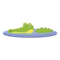 krokodil in rivier- icoon, tekenfilm stijl vector