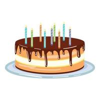 chocola room verjaardag taart icoon tekenfilm vector. gelukkig kaars vector