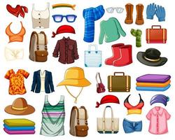 set mode-outfits en accessoires vector