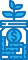 spaargeld pot besparing geld groei bank - blauw icoon vector
