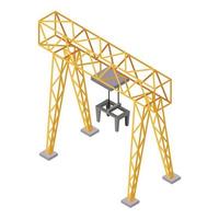 spoorweg bouw kraan icoon, isometrische stijl vector