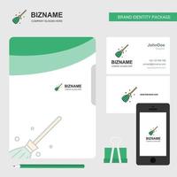 bezem bedrijf logo het dossier Hoes bezoekende kaart en mobiel app ontwerp vector illustratie