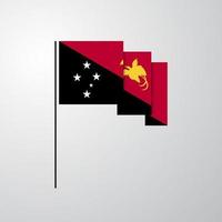 Papoea nieuw Guinea golvend vlag creatief achtergrond vector