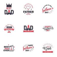 gelukkig vaders dag groet hand- belettering badges 9 zwart en roze typfout geïsoleerd Aan wit typografie ontwerp sjabloon voor poster banier geschenk kaart t overhemd afdrukken etiket sticker retro wijnoogst stijl vector