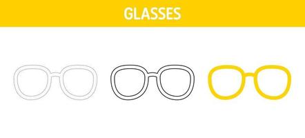 bril traceren en kleur werkblad voor kinderen vector