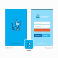 bedrijf avatar plons scherm en Log in bladzijde ontwerp met logo sjabloon mobiel online bedrijf sjabloon vector