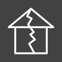 aardbeving raken huis lijn omgekeerd icoon vector