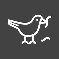 vogel aan het eten worm lijn omgekeerd icoon vector