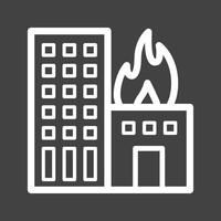 brandend gebouw lijn omgekeerd icoon vector