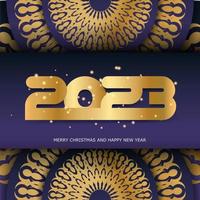 2023 gelukkig nieuw jaar feestelijk achtergrond. gouden patroon Aan blauw. vector