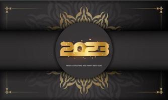 zwart en goud kleur. 2023 gelukkig nieuw jaar feestelijk achtergrond. vector