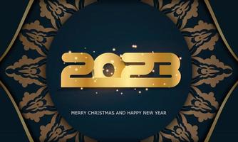 gelukkig nieuw jaar 2023 vakantie spandoek. blauw en goud kleur. vector