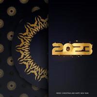 zwart en goud kleur. 2023 gelukkig nieuw jaar feestelijk ansichtkaart. vector