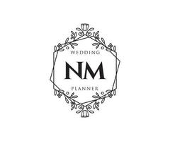 nm initialen brief bruiloft monogram logos verzameling, hand- getrokken modern minimalistisch en bloemen Sjablonen voor uitnodiging kaarten, opslaan de datum, elegant identiteit voor restaurant, boetiek, cafe in vector