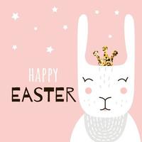gelukkig Pasen groet kaart sjabloon. schattig konijn. tekenfilm stijl. vector