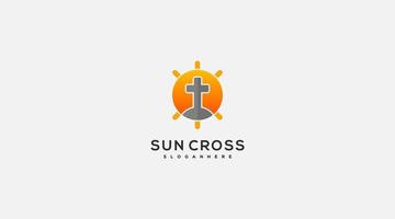 zon kruis icoon vector logo ontwerp illustratie