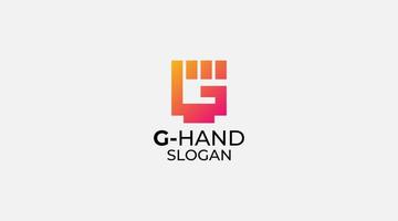 brief g hand- vuist symbool logo ontwerp vector