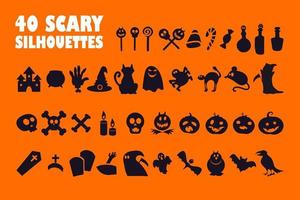 halloween zwarte glyph pictogrammen instellen op witte ruimte vector