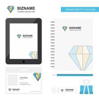 diamant bedrijf logo tab app dagboek pvc werknemer kaart en USB merk stationair pakket ontwerp vector sjabloon