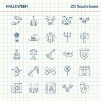 halloween 25 tekening pictogrammen hand- getrokken bedrijf icoon reeks vector