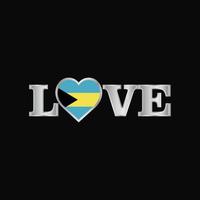 liefde typografie met Bahamas vlag ontwerp vector