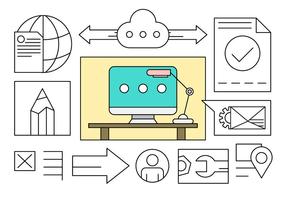 Gratis Linear Office Icons in minimalistische stijl vector