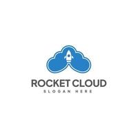 blauw wolk raket vector logo