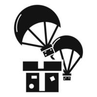 bijdrage parachute doos icoon, gemakkelijk stijl vector