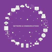 netwerk en communicatie icoon reeks infographic vector sjabloon