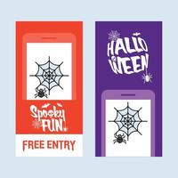 gelukkig halloween uitnodiging ontwerp met spin vector