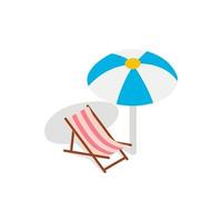 strand sjees lounge met paraplu icoon vector