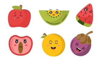 schattig fruit grappig tekens icoon vector