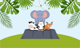 schattig oerwoud dieren in tekenfilm stijl, wild dier, dierentuin ontwerpen voor achtergrond illustratie vector