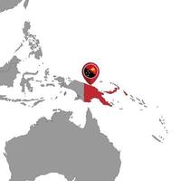 speldkaart met de vlag van Papoea-Nieuw-Guinea op de wereldkaart. vectorillustratie. vector
