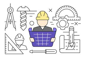 Linear Construction Engineering Vector Icons