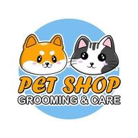 huisdier winkel logo illustratie schattig kat en hond karakter illustratie vector