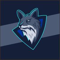 wolven hoofd mascotte esport logo ontwerp, wolf karakter voor sport en gaming logo vector