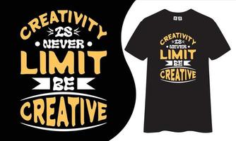 creativiteit is nooit begrenzing worden creatief inspirerend en motiverende citaten typografie t-shirt ontwerp. vector