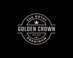 gouden koning kroon Koninklijk wijnoogst retro klassiek luxe etiket logo ontwerp lineair stijl vector