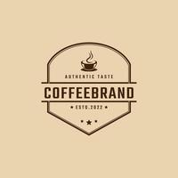 wijnoogst retro insigne embleem logotype koffie winkel met koffie Boon silhouet logo ontwerp lineair stijl vector