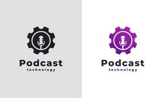 eenvoudig gear podcast-logo ontwerpsjabloonelement vector