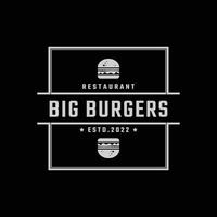 wijnoogst retro insigne embleem ham rundvlees pasteitje hamburger voor snel voedsel restaurant logo ontwerp lineair stijl vector