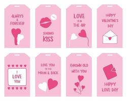 vector Valentijnsdag dag geschenk labels, etiketten of affiches. Valentijnsdag dag kaarten Sjablonen.