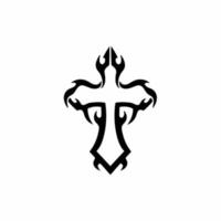 christen kruis symbool. tribal tatoeëren ontwerp. stencil vector illustratie