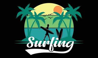 surfing t-shirt ontwerp illustratie. surfing typografie vector illustratie en kleurrijk ontwerp. surfing typografie vector t-shirt ontwerp